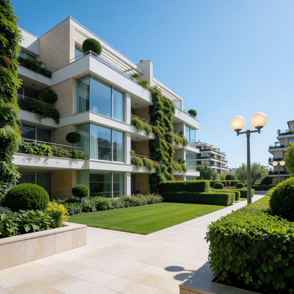 Prompt Photorealistic High Resolution Photo Of A Modern Multi Story Residential Building Complex W 4yop98i8emzhtdmfsfd5 1
